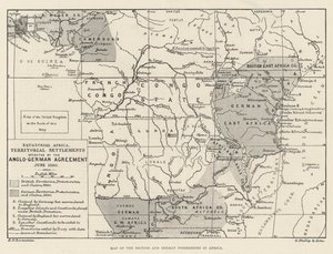 Kart over britiske og tyske eiendeler i Afrika (gravering) av English School