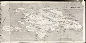 Kart over øya Santo Domingo, fra "Santo Domingo Past and Present" av Samuel Hazard, pub. 1873 (fotolito)