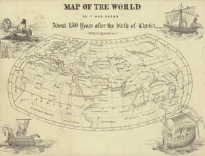 Kart over verden slik den var kjent omtrent 150 år etter Kristi fødsel (gravering) av English School