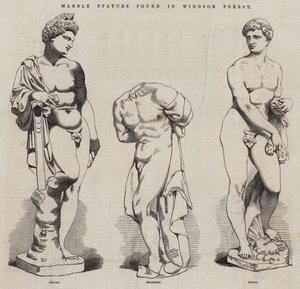 Marmor-Statuen im Windsor Forest gefunden (Gravur) von English School