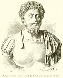 Marcus Aurelius. (Byste i hovedstaden, Hall of the Emperors, nr. 38) av English School