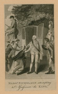 Margaret Nicholson forsøker å myrde kongen (gravering) av English School