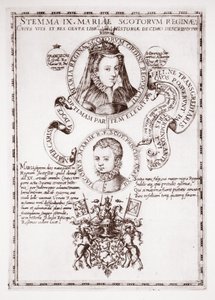 Mary Queen of Scots og hennes sønn, King James av English School