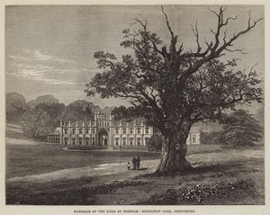 Ekteskap med hertugen av Norfolk, Donington Park, Derbyshire (gravering) av English School