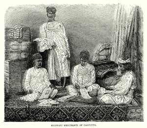 Marwari-kjøpmenn fra Calcutta (gravering) av English School