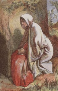 Maria Magdalena i hagen (farget gravering) av English School