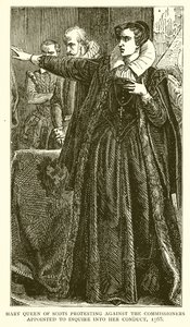 Mary Queen of Scots protesterte mot kommissærene som ble utnevnt til å undersøke hennes oppførsel, 1568 av English School