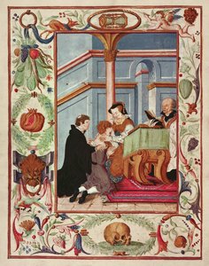 Maria Tudor berührt einen skrofulösen Jungen von English School