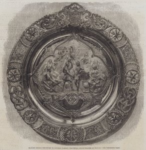Masonic Shield presentert for general Ramsay, provinsiell stormester i Bengal (gravering) av English School