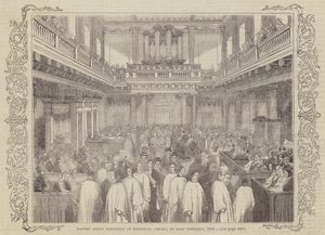 Maundy Money Procession ved Whitehall Chapel, på hellig torsdag, 1844 av English School
