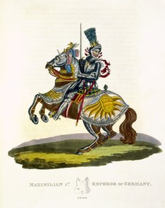 Maximilian I, konge av Tyskland og den hellige romerske keiser (1459-1519) 1498, fra Ancient Armor av Samuel Rush Meyrick, 1824 av English School