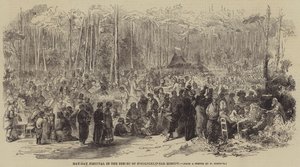 mai-festival i Sokolniki-skogen, nær Moskva (gravering) av English School