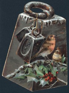 Måling av vekt og Robins, julekort av English School