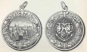 Medalje til minne om admiral Robert Blakes seire over nederlenderne i 1653, fra A Short History of the English People av J. R. Green, utgitt 1893 av English School
