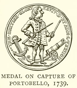 Medalje på fanget av Portobello, 1739 av English School