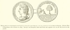 Medalje slått for å minnes Flight of James II av English School