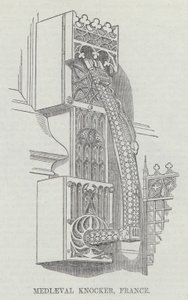 Mittelalterlicher Türklopfer, Frankreich (Gravur) von English School