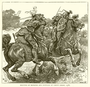 Møte mellom Hotspur og Douglas på Chevy Chase, 1388 av English School