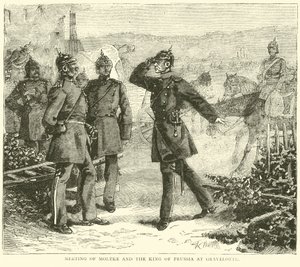 Møte mellom Moltke og kongen av Preussen på Gravelotte, august 1870 av English School