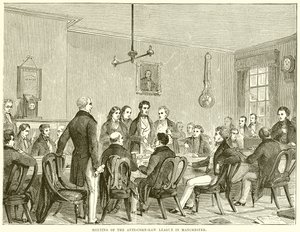 Møte i Anti-Corn Law League i Manchester av English School