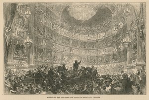 Møte i Anti-Corn Law League i Drury Lane Theatre av English School
