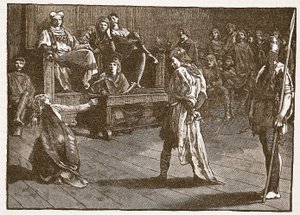 Meeting of the Shire-Moot, ca. 835, illustrasjon fra Cassells Illustrated History of England (sepiafoto) av English School