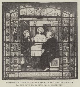 Minnevindu i Church of St Martin-in-the-Fields til avdøde høyre ærede W H Smith, MP (gravering) av English School