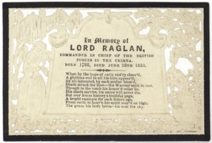 Minnekort til minne om Lord Raglan av English School
