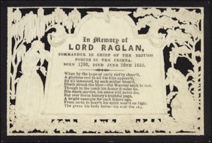Minnekort til minne om Lord Raglan av English School