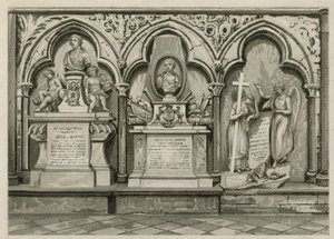Minnesmerker og statuer i Westminster Abbey, London av English School