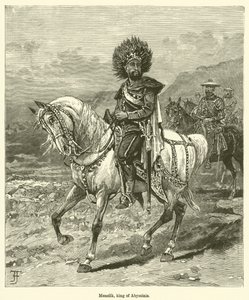 Menelik, konge av Abessinia (gravering) av English School