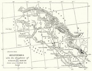 Mesopotamia med kongedømmene Nineve og Babylon (gravering) av English School