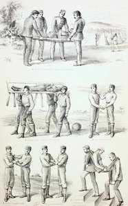 Metoder for å bære skadde personer, ca. 1890 av English School