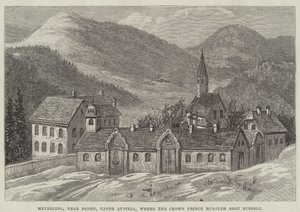 Meyerling, nær Baden, Øvre Østerrike, hvor kronprins Rudolph skjøt seg selv (gravering) av English School