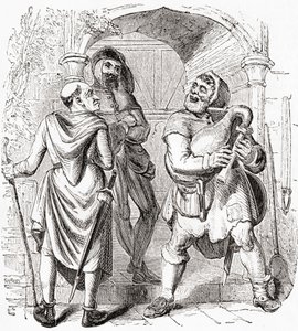 Miller, Manciple og Reeve, fra Old England: A Pictorial Museum, utgitt 1847 av English School