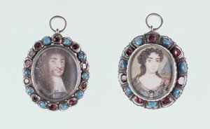 Miniatyrer av Charles II og Katarina av Braganza av English School
