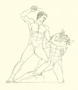 Minotaur drept av Theseus, vennen til Hercules av English School