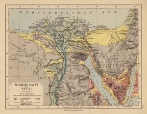 Moderne Egypt og Sinai (fargelitografi) av English School