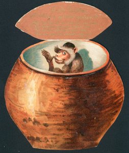 Monkey in Pot, julekort av English School