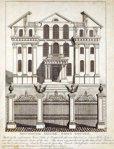 Monmouth House, Soho Square, utgitt av N. Smith, Gt Mays Buildings, 11. januar 1791 av English School