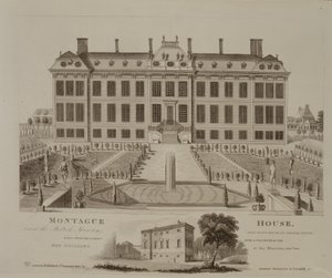 Montague House, nå British Museum, 1813 av English School
