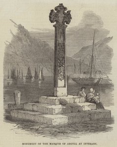 Monument til markisen av Argyll ved Inverary (gravering) av English School