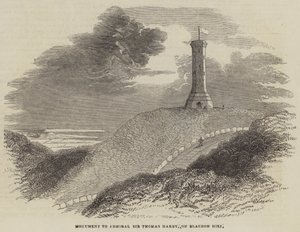 Monument til admiral Sir Thomas Hardy, på Blagdon Hill (gravering) av English School