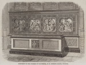 Monument til hertuginnen av Gloucester, i St George's Chapel, Windsor (gravering) av English School