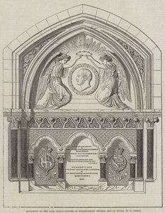 Monument til avdøde Prince Consort i Whippingham Church, Isle of Wight, av W Theed (gravering) av English School