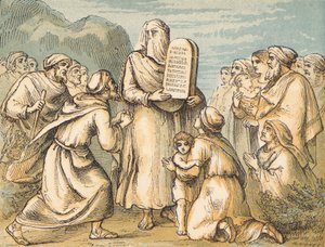 Moses Veiled (farget gravering) av English School