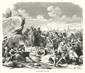 Moses slår klippen (gravering) av English School