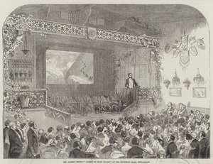 Mr Albert Smiths "Ascent of Mont Blanc," i Egyptian Hall, Piccadilly (gravering) av English School