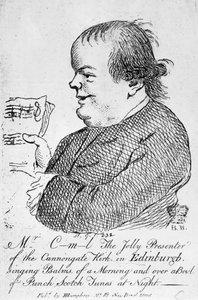 Mr C-m-l den glade presentatøren av Canongate Kirk i Edinburgh, ca. 1781 (gravering) av English School