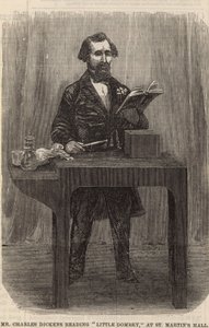 Mr Charles Dickens leser Little Dombey i St Martins Hall av English School